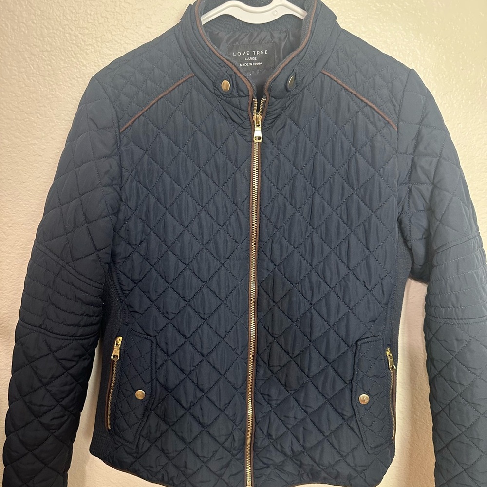 Love Tree Black Quilted Jacket